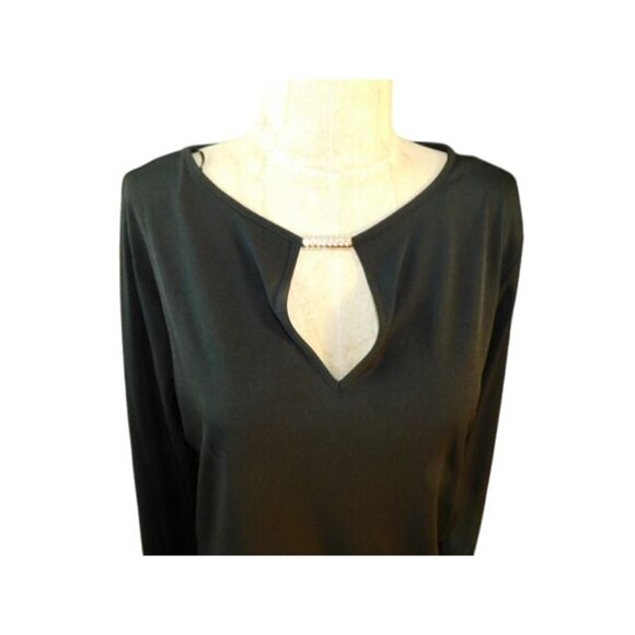 Michael Kors Size M Medium Black Slinky Stretchy Flare Sleeve Blouse NWT $110 - Picture 2 of 3
